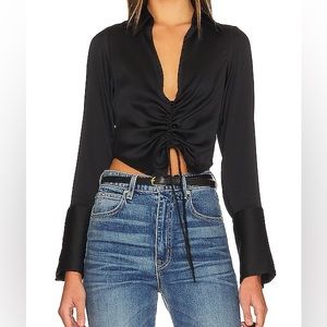 Free People Aurora Black Long Sleeve Blouse